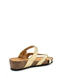 Женские золотые кожаные босоножки от Clowse