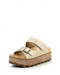 Женские золотые кожаные босоножки от Damerose