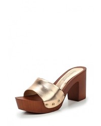 Женские золотые кожаные босоножки от Diamantique