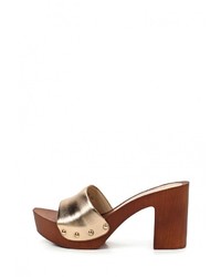 Женские золотые кожаные босоножки от Diamantique