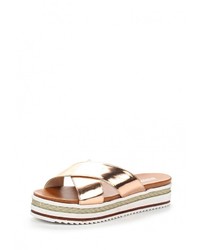 Женские золотые кожаные босоножки от Diamantique