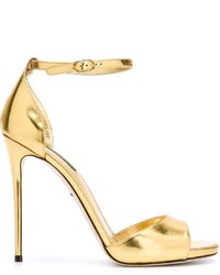 Женские золотые кожаные босоножки от Dolce & Gabbana