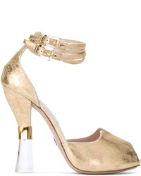 Женские золотые кожаные босоножки от Ermanno Scervino
