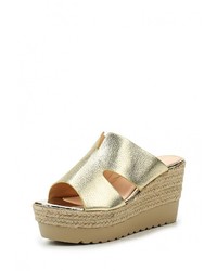 Женские золотые кожаные босоножки от Exquily