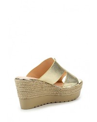 Женские золотые кожаные босоножки от Exquily