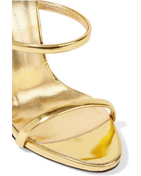 Женские золотые кожаные босоножки от Giuseppe Zanotti