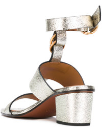 Женские золотые кожаные босоножки от Chloé