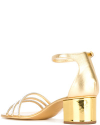 Женские золотые кожаные босоножки от Giuseppe Zanotti Design