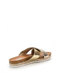 Женские золотые кожаные босоножки от Max Shoes