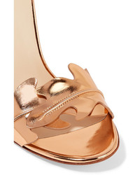 Женские золотые кожаные босоножки от Francesco Russo