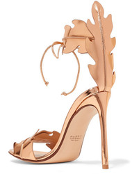 Женские золотые кожаные босоножки от Francesco Russo