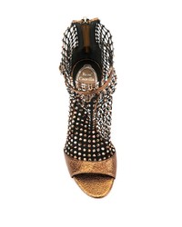 Золотые кожаные ботильоны с вырезом от Rene Caovilla