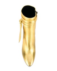 Золотые кожаные ботильоны от Saint Laurent