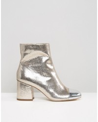 Золотые кожаные ботильоны от Asos