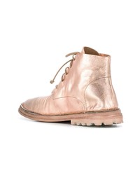 Женские золотые кожаные ботинки на шнуровке от Marsèll