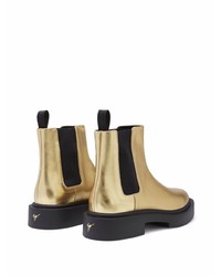 Мужские золотые кожаные ботинки челси от Giuseppe Zanotti