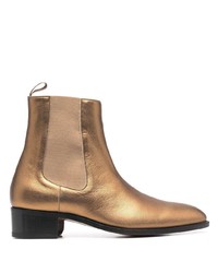 Мужские золотые кожаные ботинки челси от Tom Ford