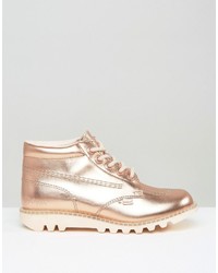 Женские золотые кожаные ботинки от Kickers