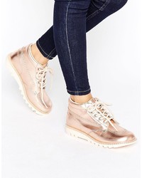 Женские золотые кожаные ботинки от Kickers
