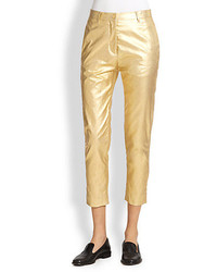 Золотые кожаные брюки