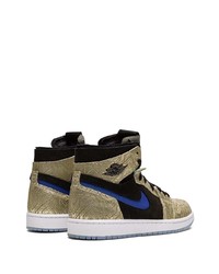 Мужские золотые кожаные высокие кеды от Jordan