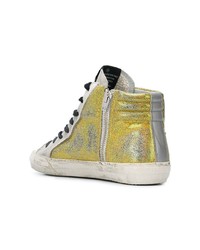 Женские золотые кожаные высокие кеды от Golden Goose Deluxe Brand