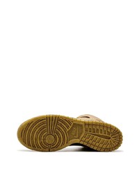 Мужские золотые кожаные высокие кеды от Nike