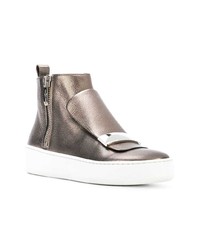 Женские золотые кожаные высокие кеды от Sergio Rossi