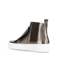 Женские золотые кожаные высокие кеды от Sergio Rossi