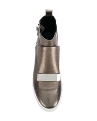 Женские золотые кожаные высокие кеды от Sergio Rossi