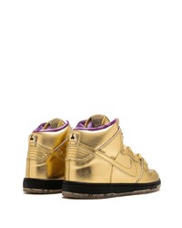 Мужские золотые кожаные высокие кеды от Nike