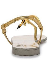 Золотые кожаные вьетнамки от Giuseppe Zanotti