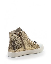 Женские золотые кожаные кеды от Burlesque