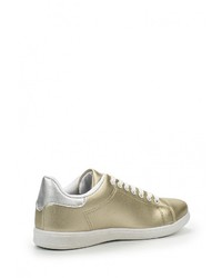 Женские золотые кожаные кеды от Elong