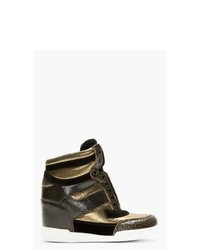 Золотые кожаные кроссовки на танкетке от Marc by Marc Jacobs