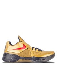 Мужские золотые кожаные кроссовки от Nike