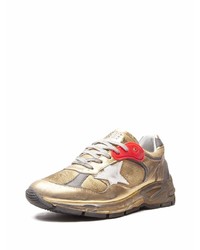 Мужские золотые кожаные кроссовки от Golden Goose