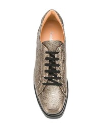 Золотые кожаные лоферы на платформе от Baldinini