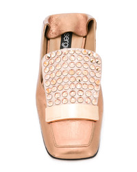 Женские золотые кожаные лоферы с украшением от Sergio Rossi