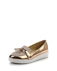 Женские золотые кожаные лоферы от Anesia