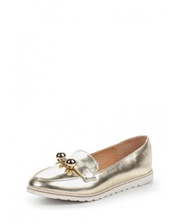 Женские золотые кожаные лоферы от Catisa