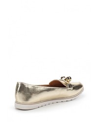 Женские золотые кожаные лоферы от Catisa