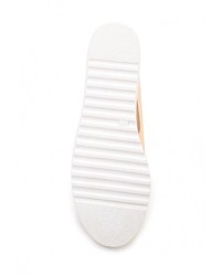 Женские золотые кожаные лоферы от Flyfor