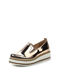 Женские золотые кожаные лоферы от Flyfor