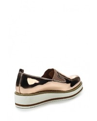 Женские золотые кожаные лоферы от Flyfor