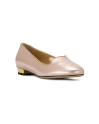 Женские золотые кожаные лоферы от Charlotte Olympia