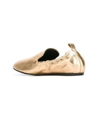 Женские золотые кожаные лоферы от Lanvin
