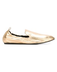 Женские золотые кожаные лоферы от Lanvin
