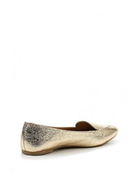 Женские золотые кожаные лоферы от Topway