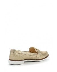 Женские золотые кожаные лоферы от Topway